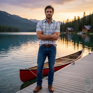 J.Hampstead Moretti Premium Collection with 100% Giza Cotton Green colour Checkered Pattern Unstitched Shirt Fabric of 1.6 mts - Made In Italy / VV2546