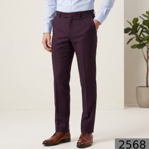 Raymond Super 90's Australian Merino Wool with Checkered Pattern Maroon (Snuff) colour Unstitched Trouser Fabric of 1.3 Meters / VV2568