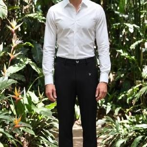 Raymond Australian Merino wool blend Striped Pattern Black colour Unstitched Trouser Fabric of 1.3 meters / VV2593