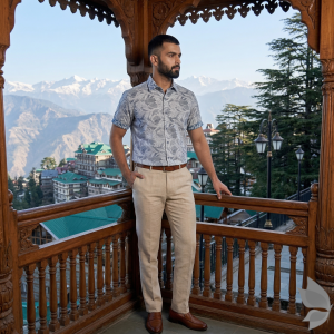 Siyaram's Royale Linen 100% Linen with 60 Lea count Digital Printed Grey Colour Unstitched Shirt Fabric of 1.6 Meters / VV2620