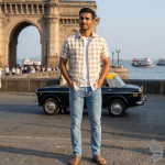 Raymond 100% Premium Cotton Beige Checkered Unstitched Shirt Fabric of 1.60 meters / VV2626