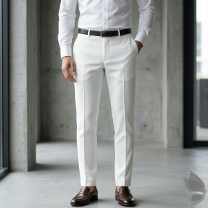 Raymond Luxurious fabrics with Super 130's, "Silver" nano technology for well being, Beige Jacquard Unstitched Trouser fabric of 1.3 Mts / VV2657