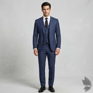 Raymond Luxurious fabric with Super 130's wool count & 70% wool Blue colour Checkered Unstitched Suit fabric of 3.5 mts / VV2662