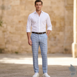 Raymond Champions Collection made from Super 90's wool ultra fit Blue checkered unstitched trouser fabric of 1.25 Mts / VV2689