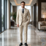 Raymond Soft & Pliable fabric, Viscose blended Beige colour Jacquard pattern unstitched suit fabric of 3.5 Mts / VV2718