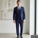 Raymond "Aurich" collection Super 90's merino wool Blue color Checkered unstitched Suit fabric of 3.5 meters / VV2742