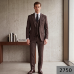 Raymond "Icona" collection merino wool with 45% wool blended Brown Matty pattern unstitched Suit fabric of 3.5 meters / VV2750