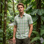 J.Hampstead Moretti Premium Egyptian Collection with 100% Giza Cotton Green Checkered Pattern Unstitched Shirt Fabric of 1.6 mts - Made In Italy / VV2766