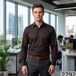J.Hampstead Moretti Premium Egyptian Collection with 100% Giza Cotton Brown (Snuff) colour Solid Pattern Unstitched Shirt Fabric of 1.6 mts / VV2792