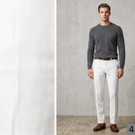 Raymond " 100 % Pure Cotton " White Self Striped Unstitched Trouser Fabric -1.25 metres / VV4100