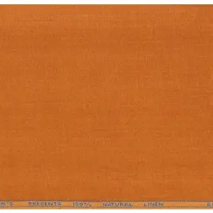 SIYARAM'S "60LEA" 100% NATURAL LINEN PLAIN ORANGE COLOUR UNSTITCHED SHIRT FABRIC-1.6 METRES / VV4942