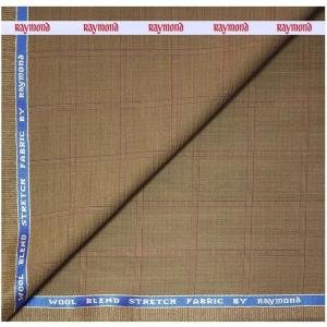 RAYMOND WOOL BLEND BEIGE COLOR CHECKERED PATTERN UNSTITCHED TROUSER FABRIC OF 1.25MTS / VV5294
