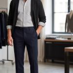 J.Hampstead Viscose Rayon Navy Blue Solid Trouser Fabric of 1.25 Mts / VV6035