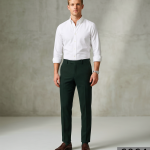 J.Hampstead Plain Terron Rayon Unstitched Trouser Fabric - 1.25 Metres- GREEN-MATTE  / VV6064