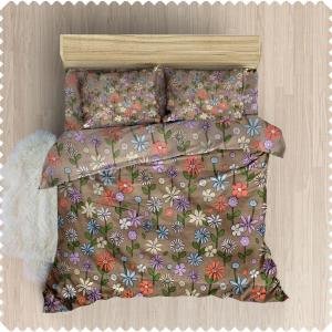 " Weaves Empire " 9.0 Feet x 9.0 Feet (King Size) 100 % Cotton Beige Colour Double Bed Set With Two Stitched Pillow Covers ( 46 cm x 69 cm ) / VV6090