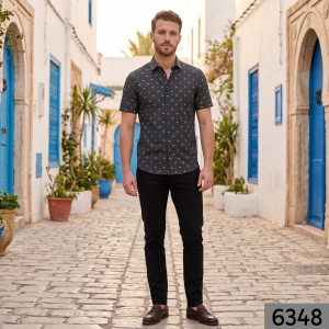 J.HAMPSTEAD " 100% PREMIUM COTTON " BLACK PRINTED SELF CHECKERED DESIGN UNSTITCHED SHIRT FABRIC - 1.6 METRES / VV6348