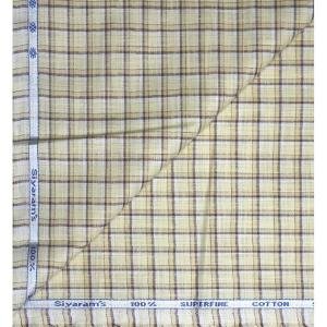 Siyaram's LINEN COTTON BEIGE COLOURED CHECKERED UNSTITCHED SHIRT FABRIC - 1.6 METRES - VV6465