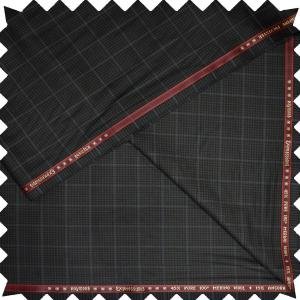 RAYMOND SUPER 100'S PURE MERINO WOOL WITH 15% ANGORA BROWNISH GREY COLOURED CHECKERED DESIGN UNSTITCHED SUIT FABRIC -3.25 METRES / VV6593