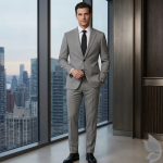 OCM SUPER 100'S PURE MERINO WOOL GREY COLOURED UNSTITCHED SUIT FABRIC - 3 METRES / VV6689