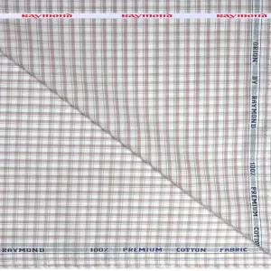 Raymond 100% Premium Cotton Peach Checkered Unstitched Shirt Fabric - 1.60 metres / VV6784