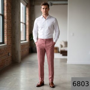 Raymond Amedus Peach checkered 52% Merino wool trouser fabric-1.30 mts / VV6803