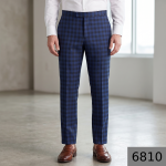 Raymond Adorn Super 90's Merino Wool blue Checkered trouser Fabric-1.25 mts / VV6810