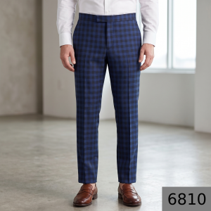 Raymond Adorn Super 90's Merino Wool blue Checkered trouser Fabric-1.25 mts / VV6810