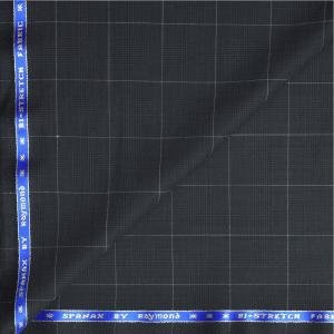 Raymond Wool Spanax Black colour Checkered Unstitched Trouser Fabric of 1.3 meters / VV6836