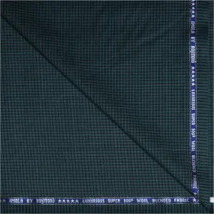 Raymond super 100 wool blended imola with fine luxurious fabric green checkered unstitched trouser fabric with length 1.30 metres / VV6845