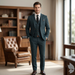 Raymond super 100s wool blended imola with fine luxurious fabric green checkered unstitched suit fabric with length 3.25 metres / VV6846