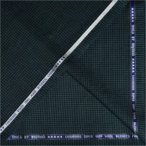 Raymond super 100s wool blended imola with fine luxurious fabric green checkered unstitched suit fabric with length 3.25 metres / VV6846