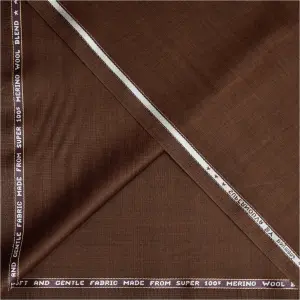 Raymond super 100s wool blended super nouva with self and gentle fabric Solid Brown coloured unstitched suit fabric with length 3.0 metres / VV6856