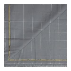 Siyaram's Super Fine Bamboo Giza Italian Collection With Anti-Bacterial Grey Checkered Unstitched Shirt Fabric - 1.60 metres / VV6866