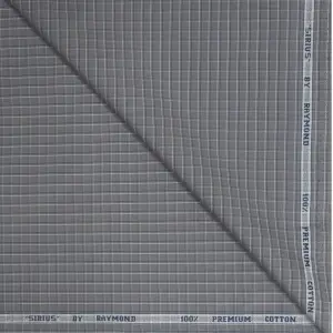 Raymond 100% Premium Cotton Grey Checkered Unstitched Shirt Fabric - 1.60 meters / VV6935