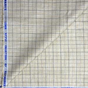 Siyaram's Linen Cotton Checkered Beige Unstitched Shirt Fabric 1.6 Mts - VV6979 / S424