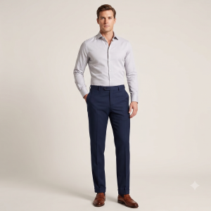 J.Hampstead Navy Blue Terron Rayon Unstitched Trouser Fabric - 1.25 Metres / VV8213
