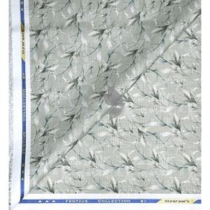 Siyarams festive collection printed pattern with hemp blended Green (Sage) color unstitched men's Kurta / sherwani / top fabric of 2 meters / VV2311