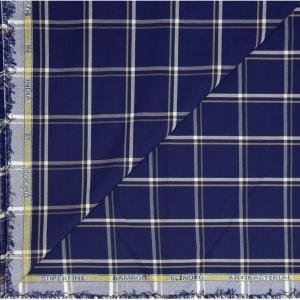 SIYARAM'S SUPERFINE BAMBOO GIZA WITH ANTI BACTERIA ( ANTI-CORONA ) NAVY BLUE COLOUR CHECKERED UNSTITCHED SHIRT FABRIC - 1.6 METRES / VV6264
