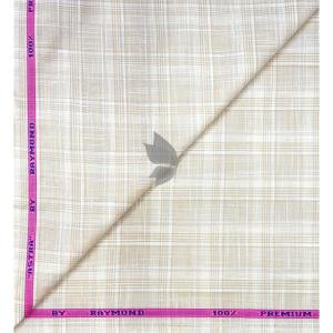 Raymond 100% Premium Cotton Beige Checkered Unstitched Shirt Fabric of 1.60 meters / VV2625