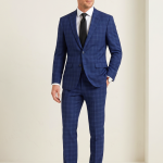 RAYMOND 51% WOOL RICH WITH AUSTRALIAN MERINO WOOL BLENDED STRETCH FABRIC ROYAL BLUE COLOUR CHECKERED PATTERN UNSTITCHED SUIT FABRIC OF 3 MTS / VV2829