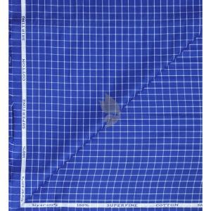 Siyaram's 100% Superfine Cotton Dark Blue (Royal Blue) colour with Checkered Pattern Unstitched Shirt Fabric of 1.6 Mts / VV2359C