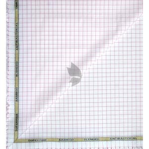 Siyaram's Bamboo Blended with Anti Bacterial benefits Checkered pattern White Colour Unstitched Shirt Fabric of 1.6 Mts / VV2372U