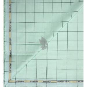 Siyaram's Bamboo Blended with Anti Bacterial benefits Checkered pattern Green (Celadon) Colour Unstitched Shirt Fabric of 1.6 Mts / VV2372Q