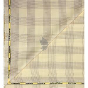 Siyaram's Bamboo Blended with Anti Bacterial benefits Checkered pattern Beige Colour Unstitched Shirt Fabric of 1.6 Mts / VV2372Z