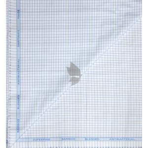 Siyaram's Bamboo Blended with Anti Bacterial benefits Checkered pattern White Colour Unstitched Shirt Fabric of 1.6 Mts / VV2372W