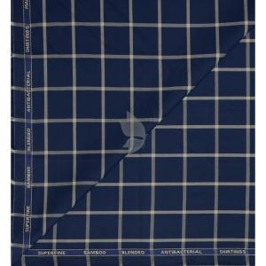 Siyaram's Bamboo Blended with Anti Bacterial benefits Checkered pattern Navy Blue Colour Unstitched Shirt Fabric of 1.6 Mts / VV2372V