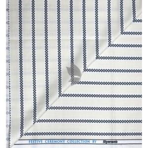 Siyaram's Festive Ceremony Collection Vertical Striped Pattern with "HEMP" blended White (Cream) colour Unstitched Shirt Fabric - 1.6 Mts / VV2379C