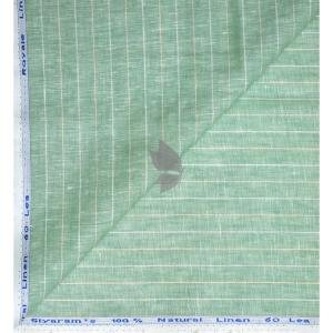 Siyaram's 100% Pure Linen 60 Lea Striped Green colour Unstitched Shirt Fabric of 1.60 mts / VV2518