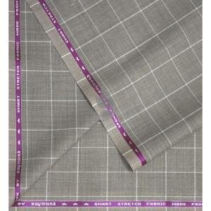 Raymond Australian Merino wool blend with Smart Stretch and made from Fine Merino Wool Checkered Pattern Beige colour Unstitched Suit Fabric of 3.5 meters / VV2597