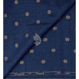 Raymond 100% Pure Linen Navy Blue color Printed Unstitched Shirt Fabric of 1.6 meters / VV2389Q